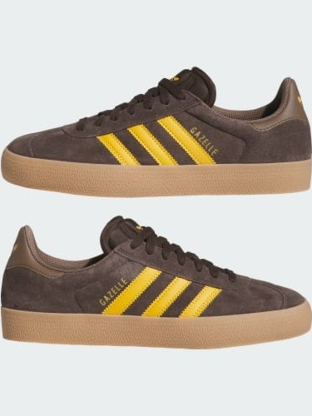 adidas Gazelle Brown Suede Sneakers Yellow Stripes Men 13
